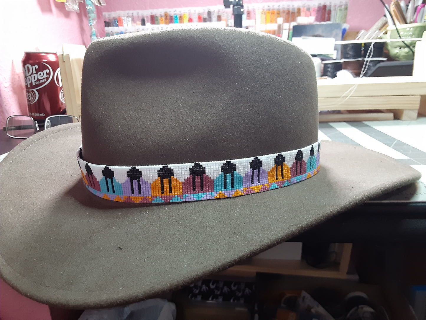 Native American Style 'Shawl Dancers' Hat Band 22