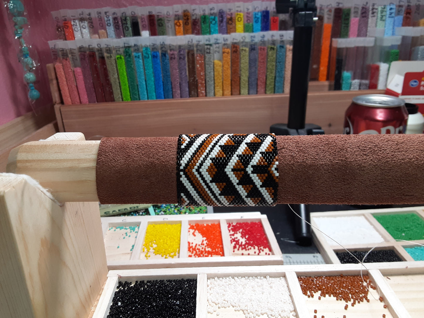 Native American Style beaded 19" Pipe Stem 'Buffalo Trails'