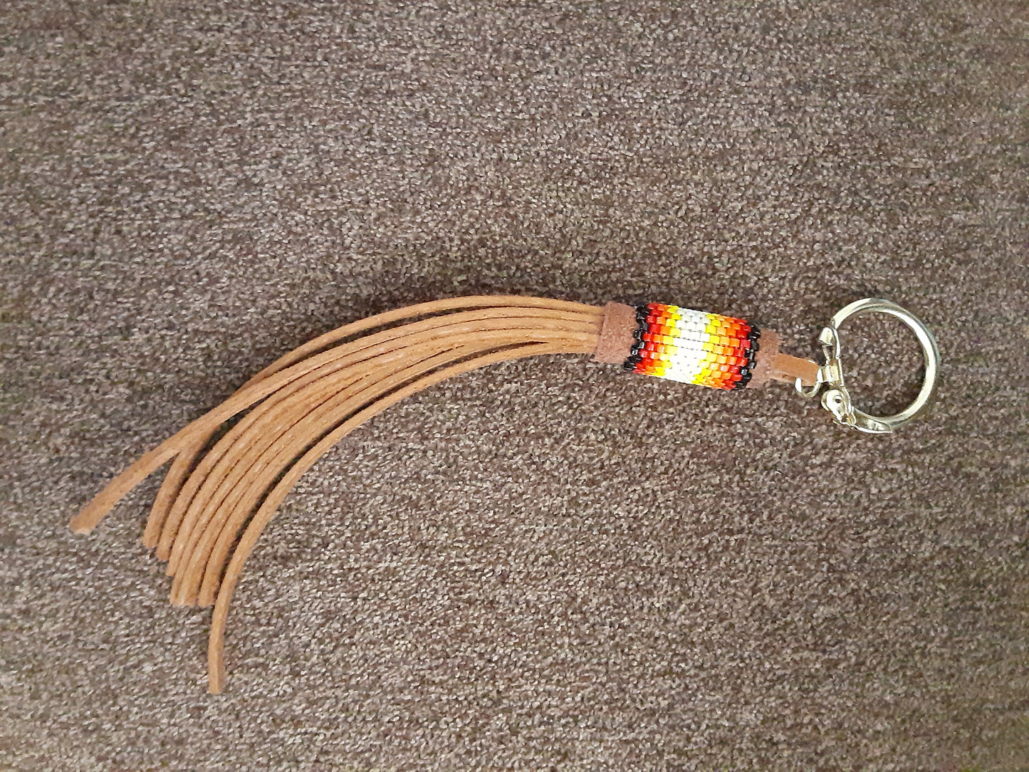 White Scissor hand-beaded fob