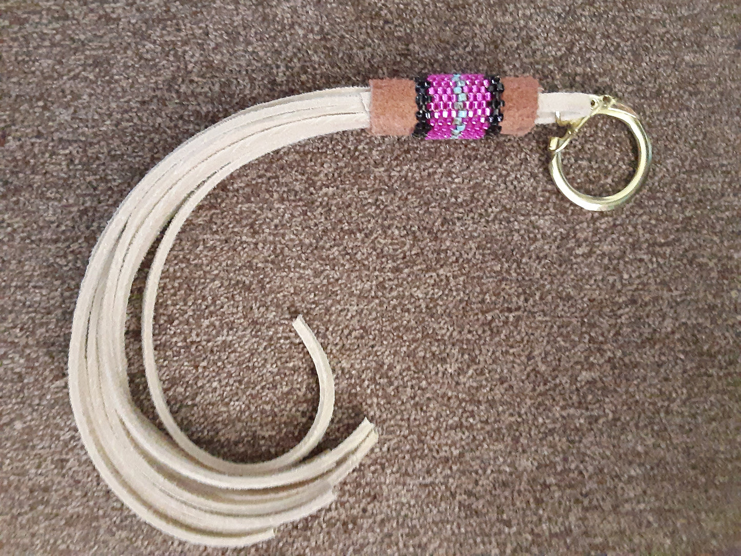 Purple Scissor hand-beaded fob