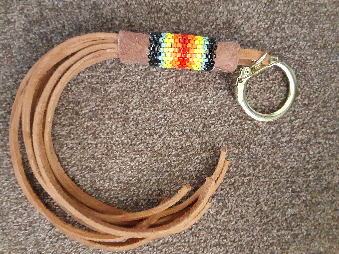 Red Scissor hand-beaded fob