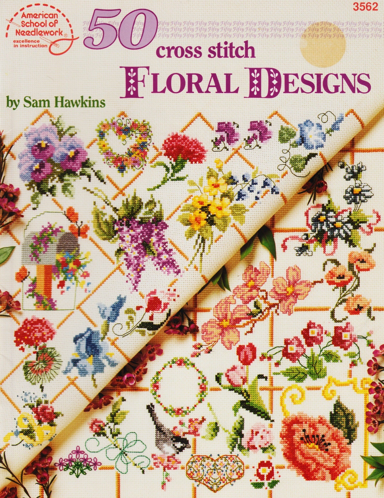 American School of Needlework 50 Floral Designs 3562 cross stitch pattern