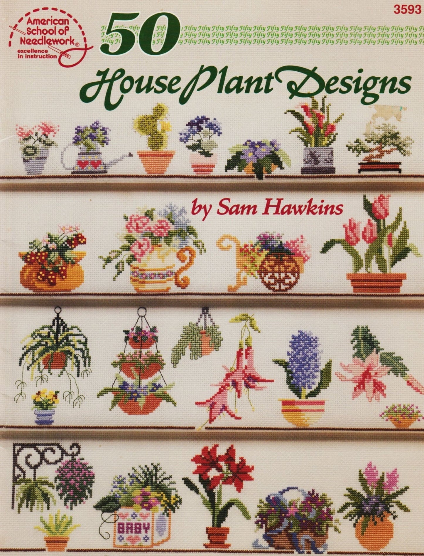 American School of Needlework 50 House Plant Designs 3593 cross stitch pattern