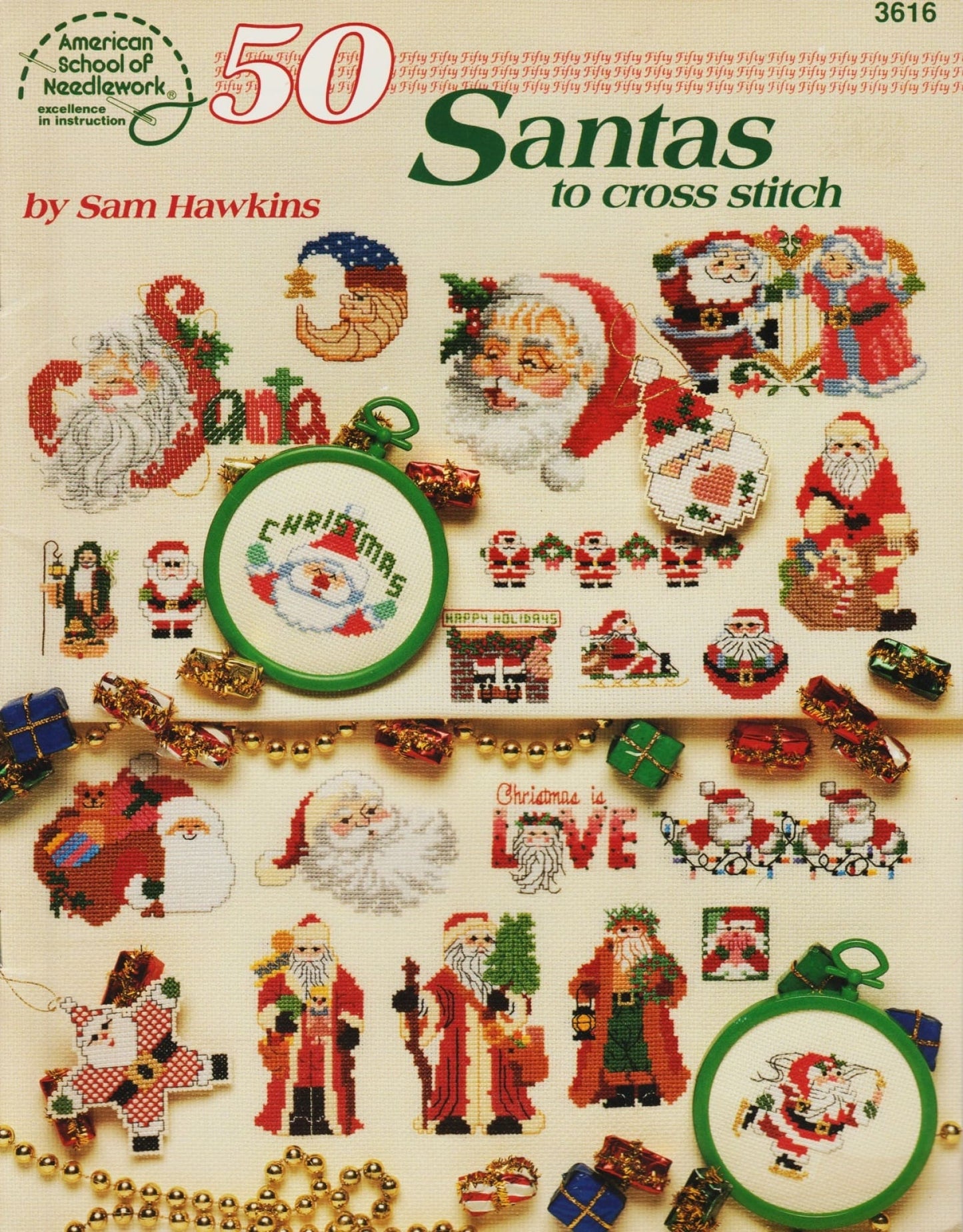 American School of Needlework 50 Santas 3616 cross stitch pattern