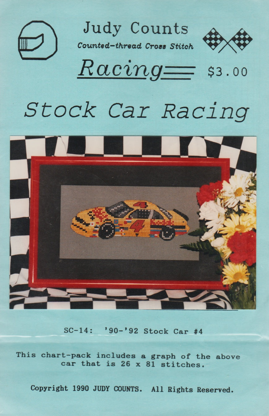 Judy Counts '90 - '92 Stock Car #4 racing cross stitch pattern