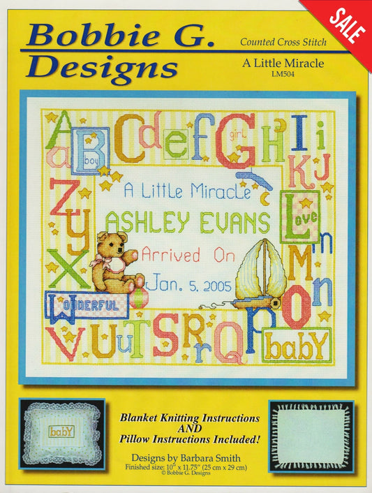 Bobbie G. A Little Miracle LM504 baby cross stitch pattern