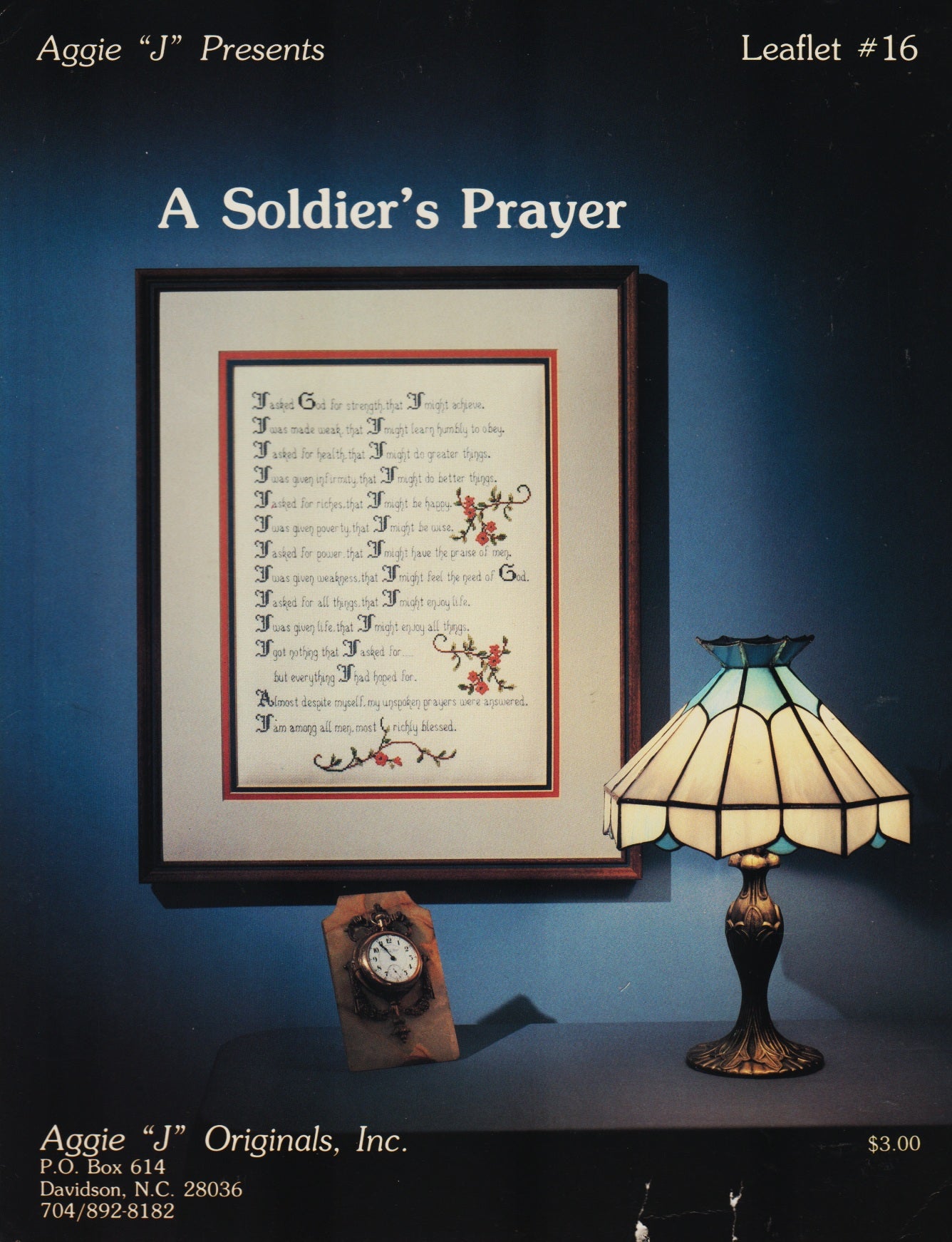 Aggie J. A Soldier's Prayer 16 cross stitch pattern