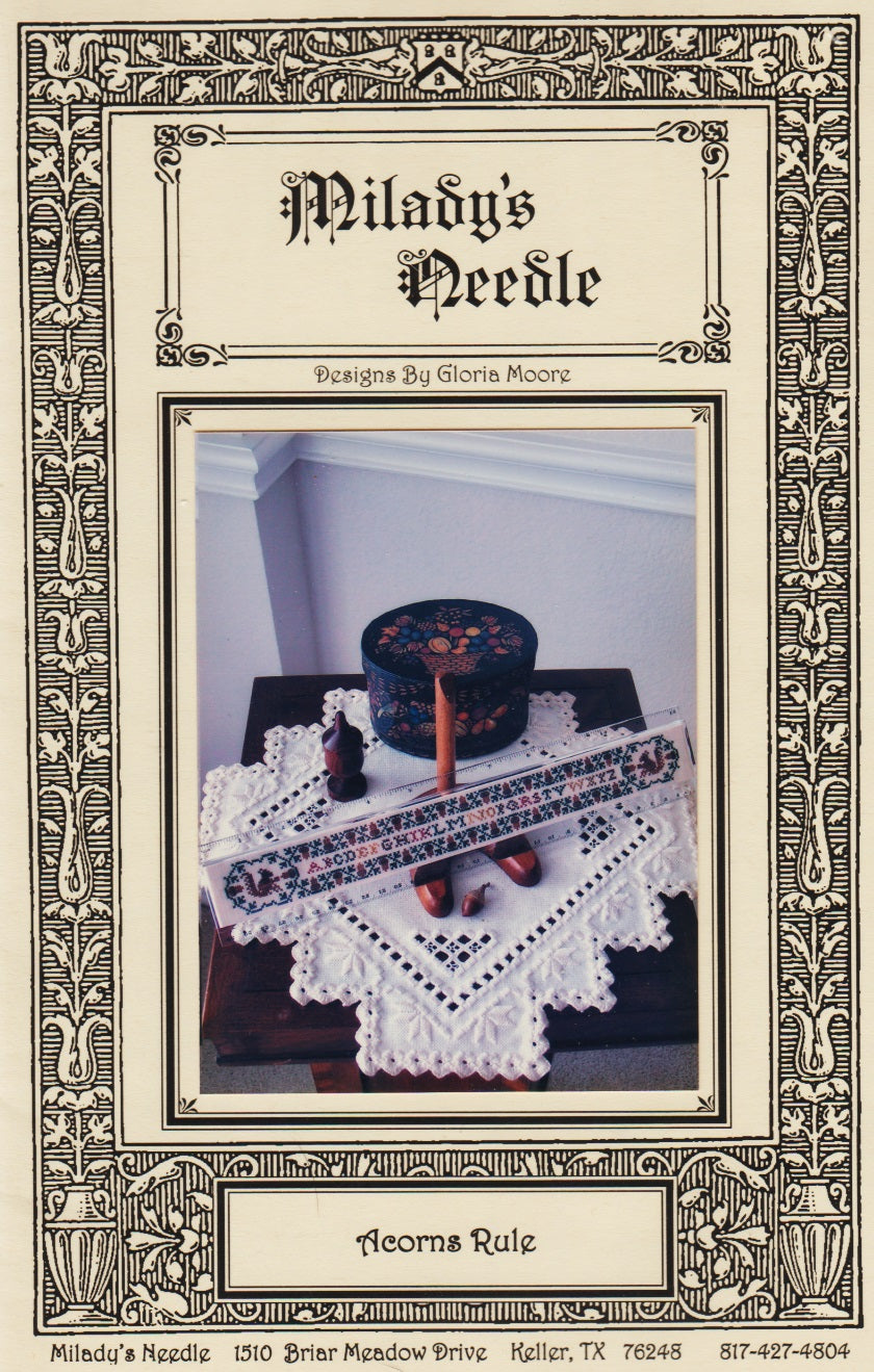 Milady's Needle Acorns Rule cross stitch pattern