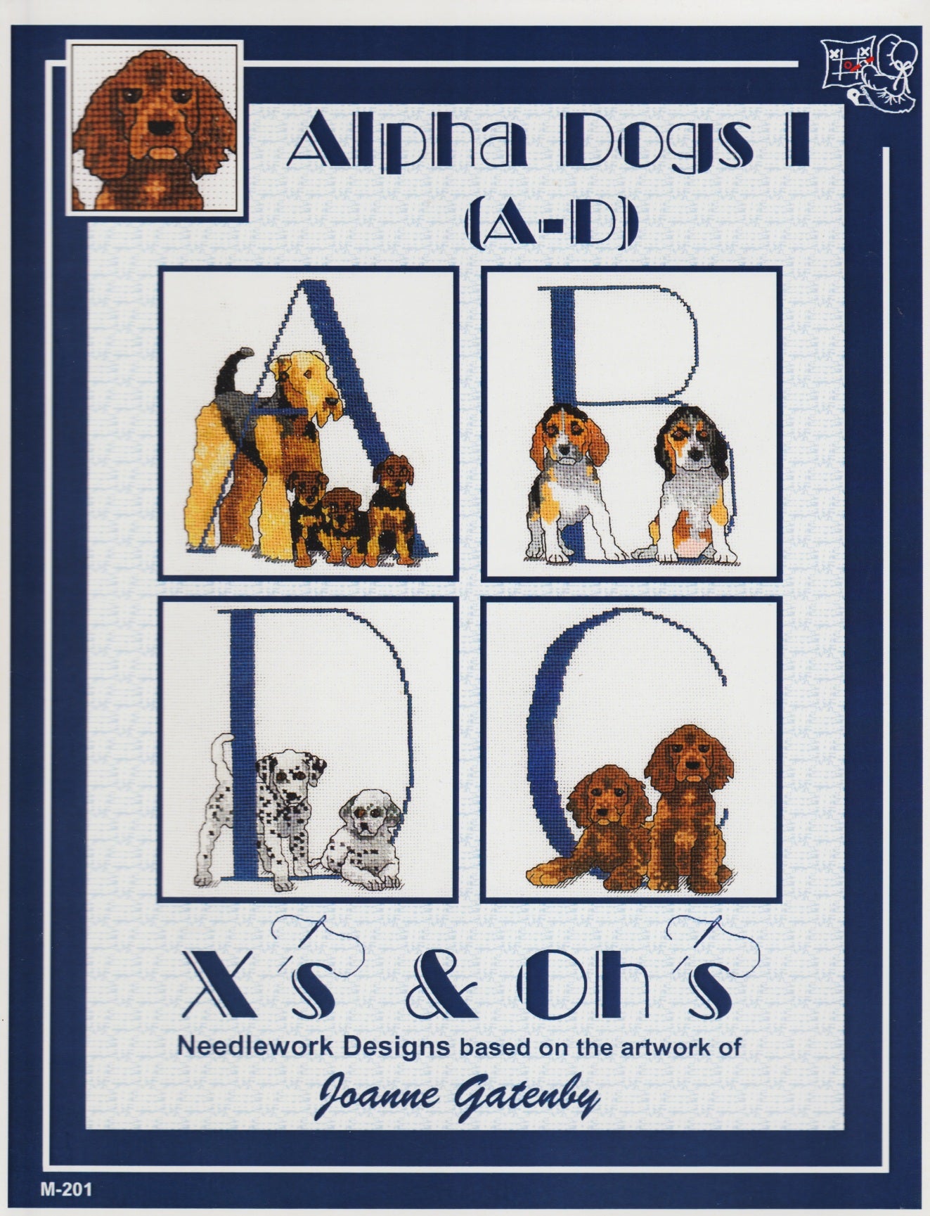 X's & Oh's Alpha Dogs I (A-D) M-201 cross stitch pattern