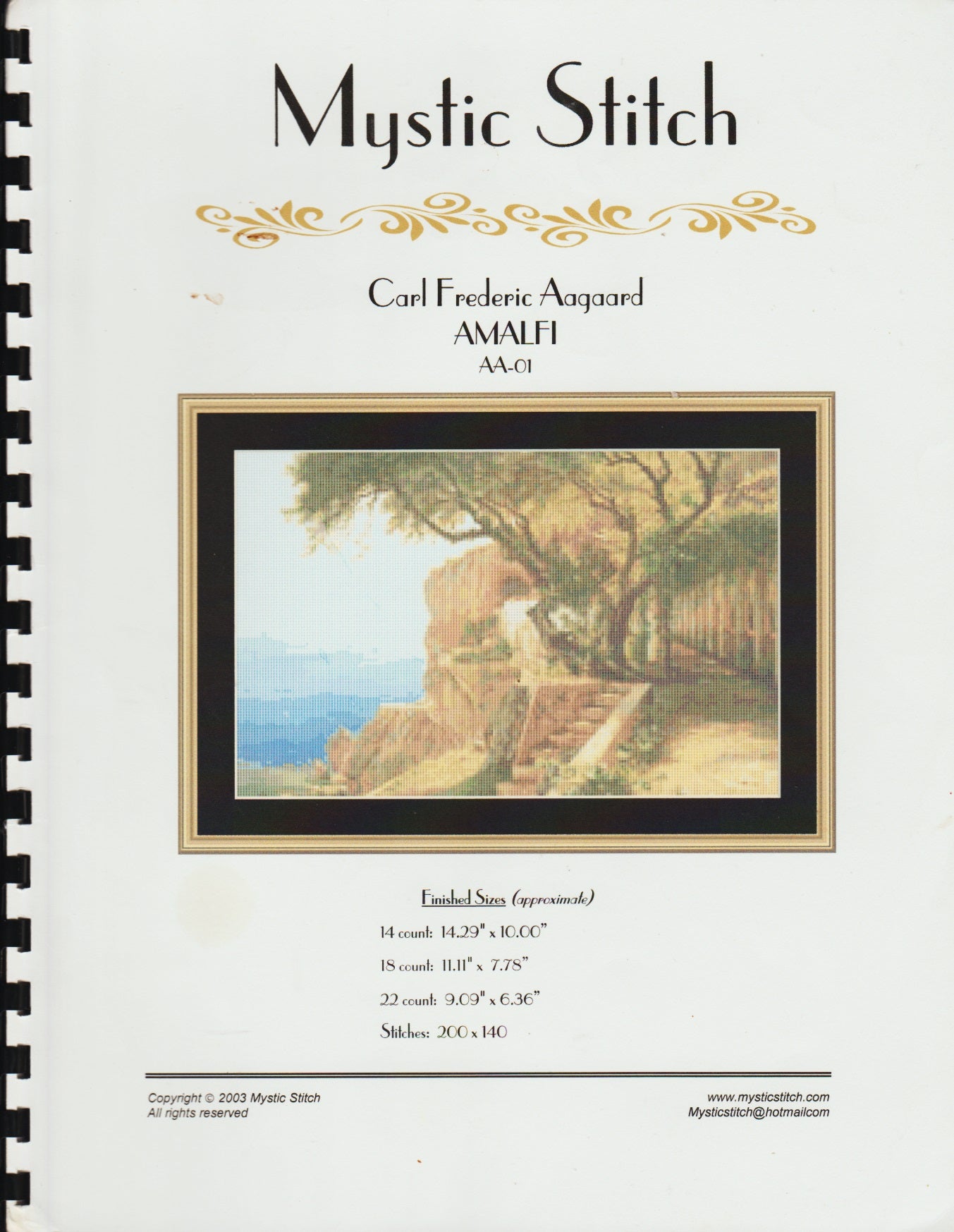 Mystic Stitch Amalfi AA-01 cross stitch pattern