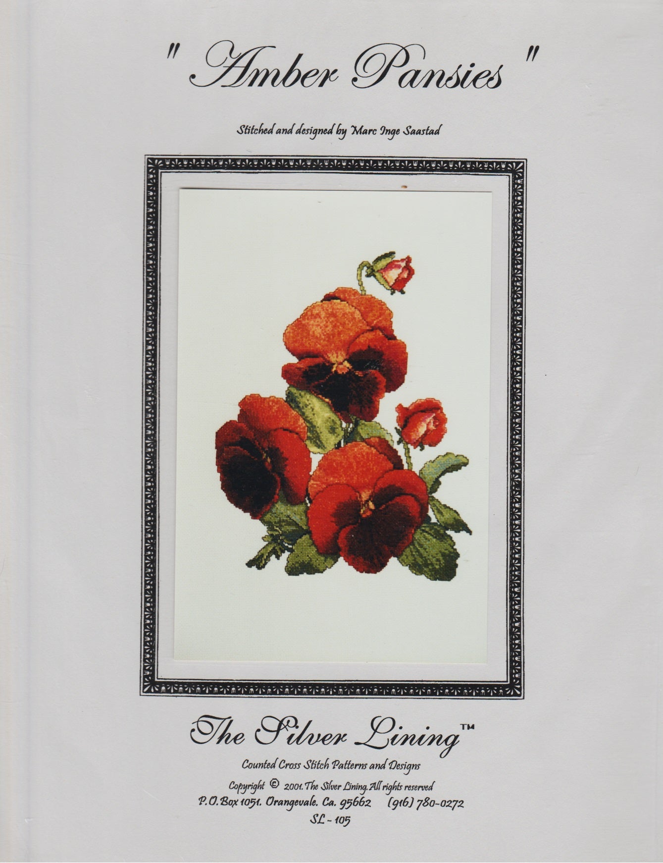 Silver Lining Amber Pansies SL105 cross stitch pattern