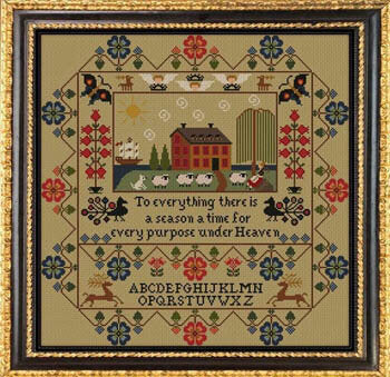 Twin Peak Primitives Amity Manor cross stitch pattern