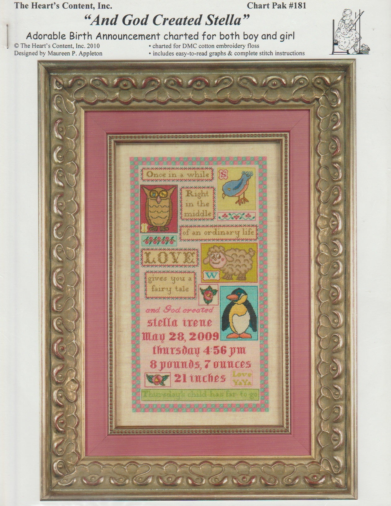Heart's Content And God Created Stella 181 cross stitch pattern