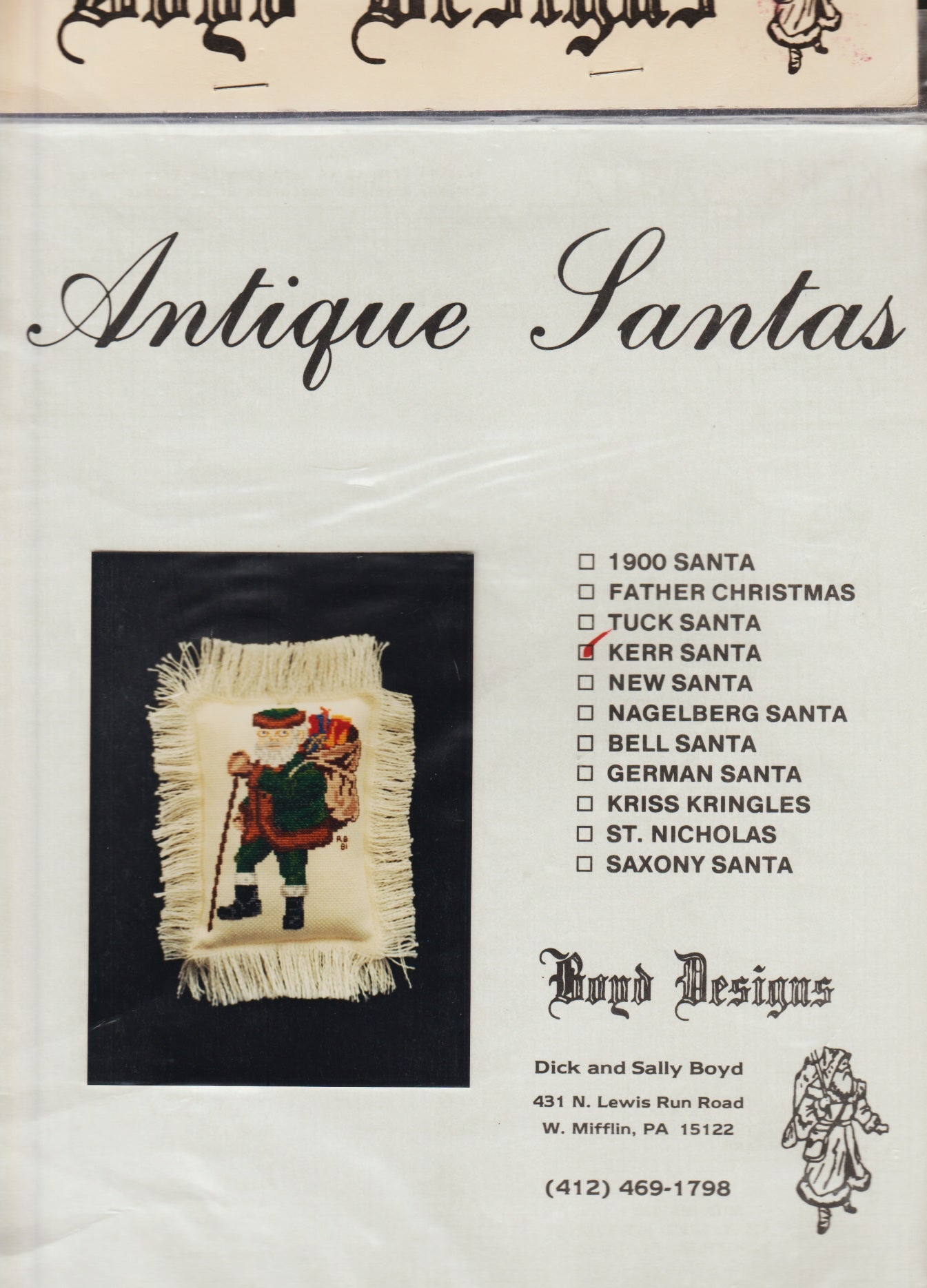 Boyd Designs Antique Santas - Kerr Santa christmas cross stitch pattern