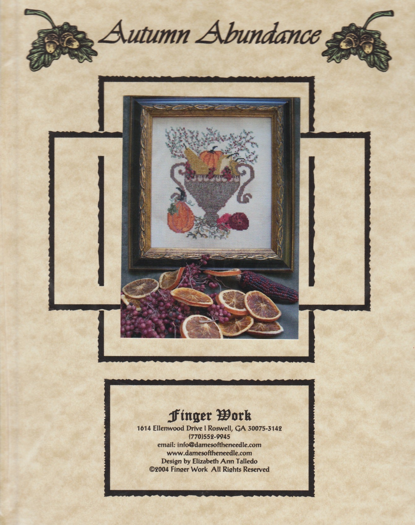 Finger Work Autumn Abundance cross stitch pattern