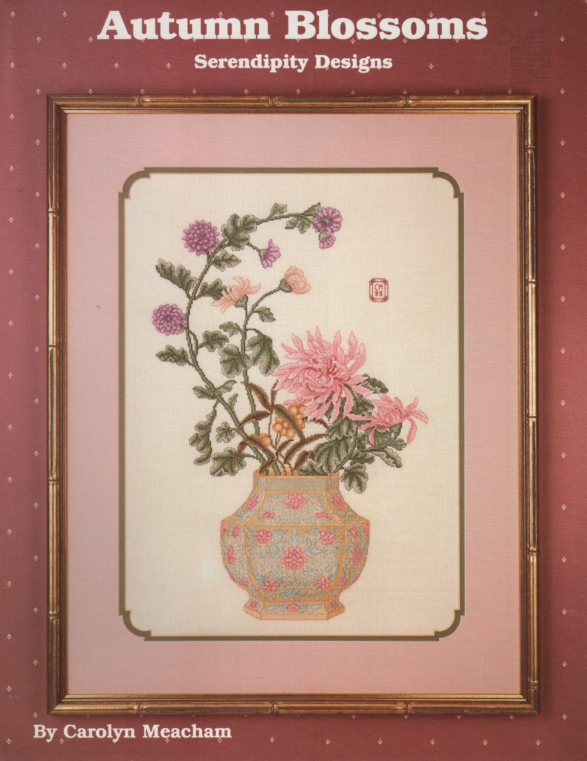 Serendipity Designs Autumn Blossoms asian flower & vase cross stitch pattern