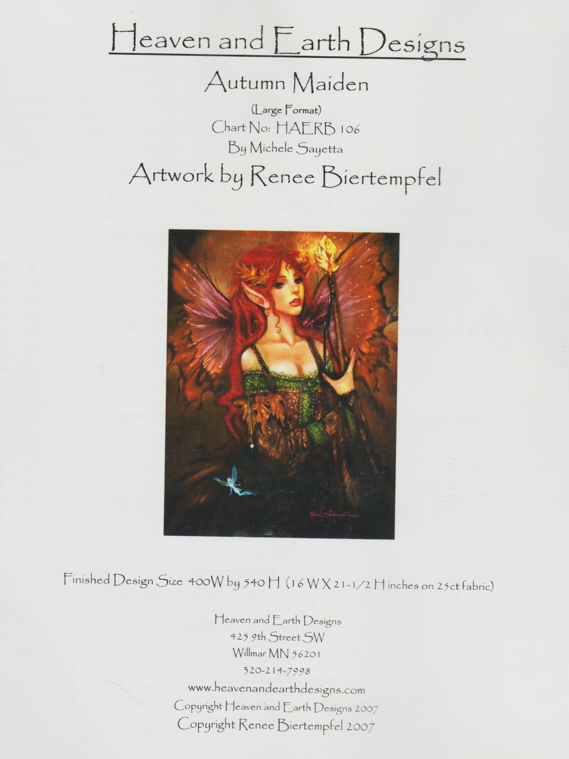 Heaven and Earth Designs Autumn Maiden HAERB106 cross stitch pattern