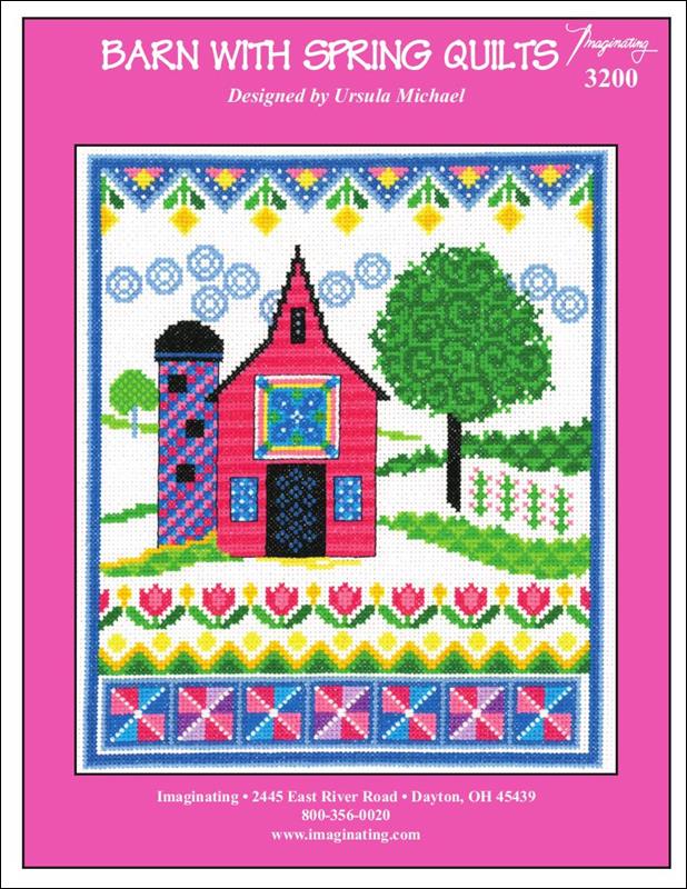 Imaginating Barn With Spring Quilts 3200 cross stitch pattern