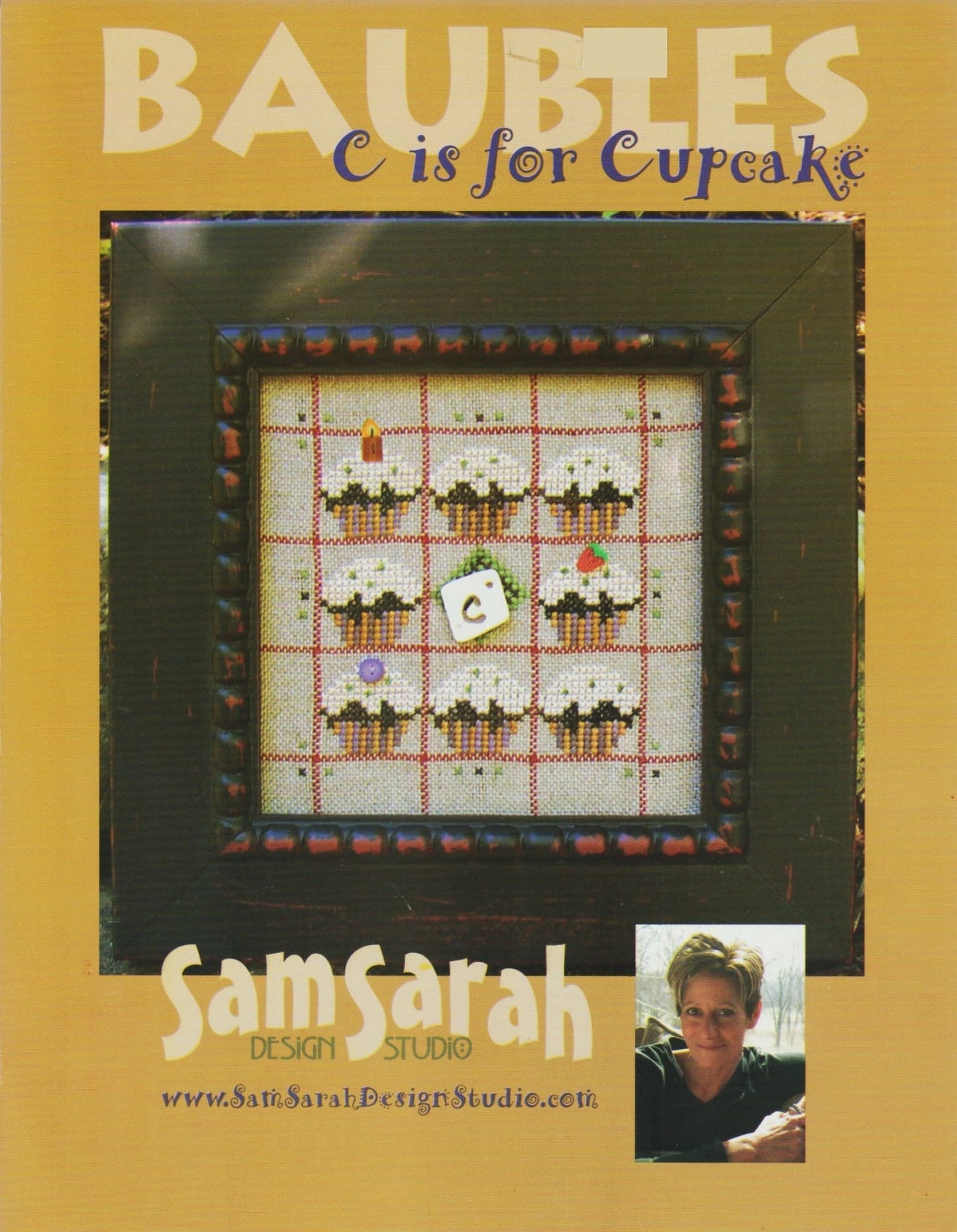 Sam Sarah Baubles C is for Cupcake cross stitch pattern