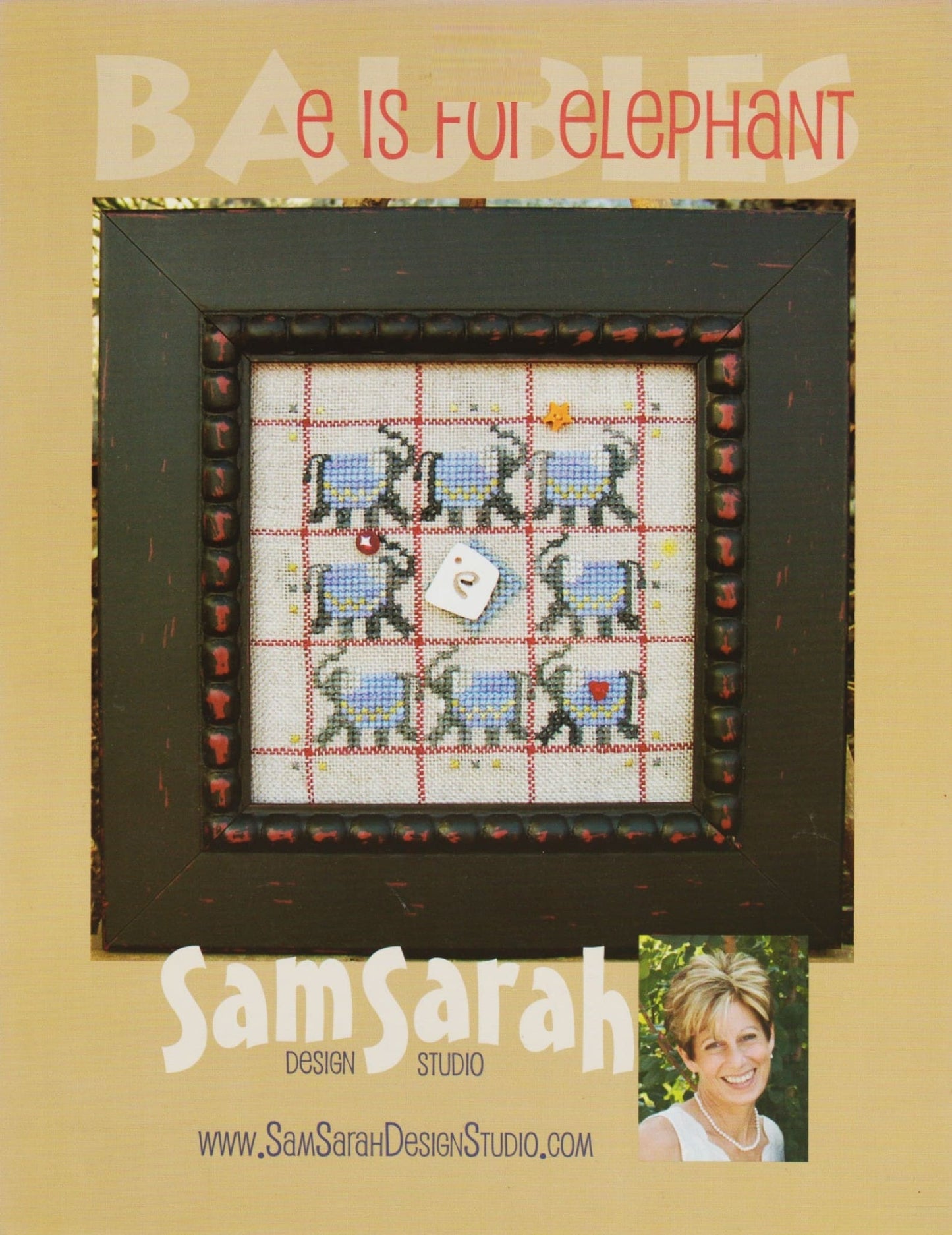 Sam Sarah Baubles E is for Elephant cross stitch pattern