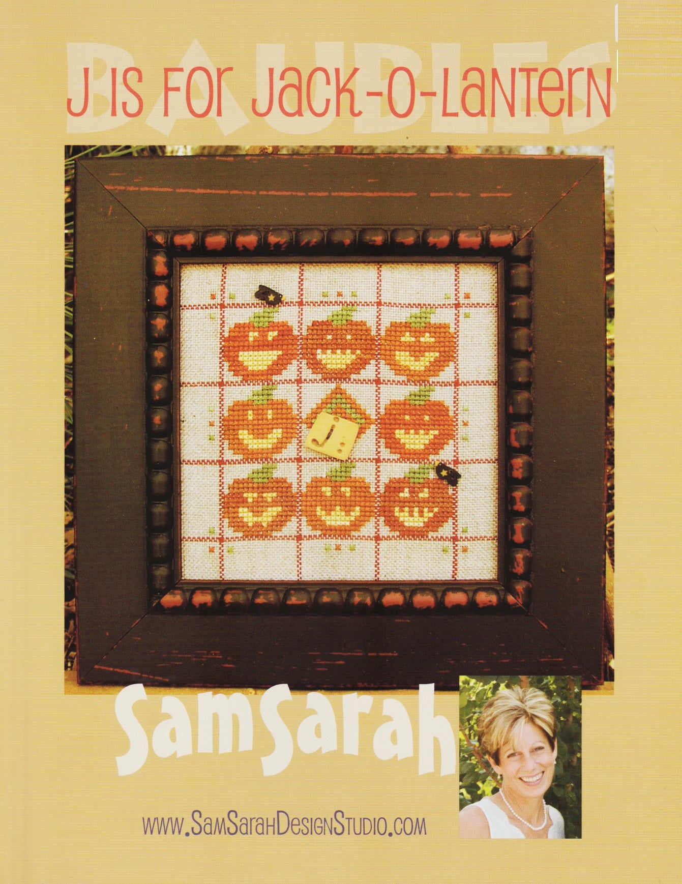 Sam Sarah Baubles J is for Jack-O-Lantern Halloween cross stitch pattern