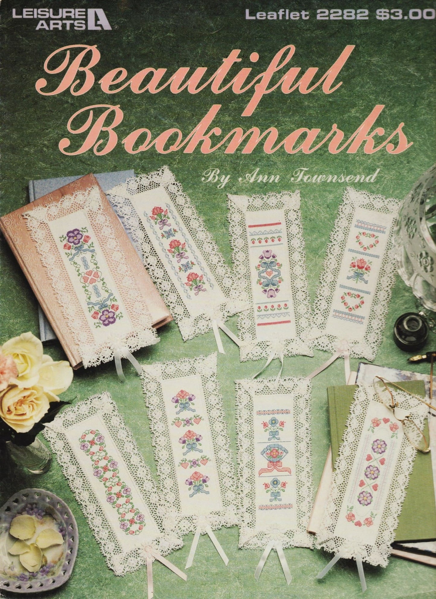 Leisure ARts Beautiful Bookmarks floral cross stitch pattern