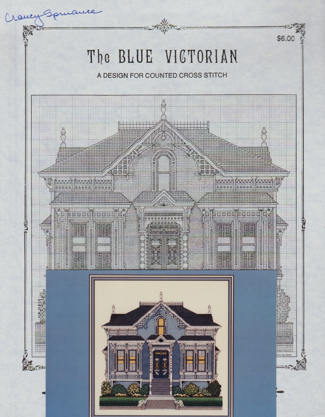 Nancy Spruance Blue Victorian Signed cross stitch pattern