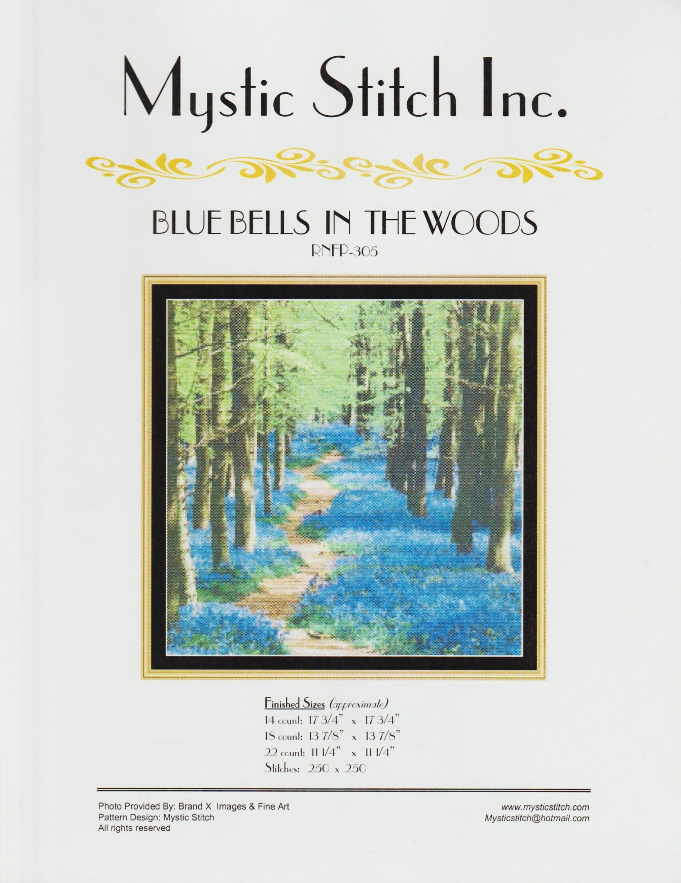 Mystic Stitch Bluebells In The Woods RNFP-305 cross stitch pattern