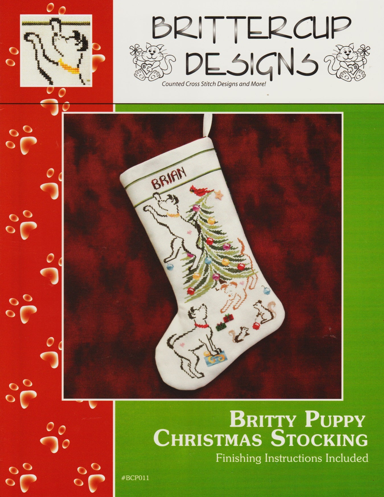 Brittercup Britty Puppy Christmas Stocking christmas cross stitch pattern