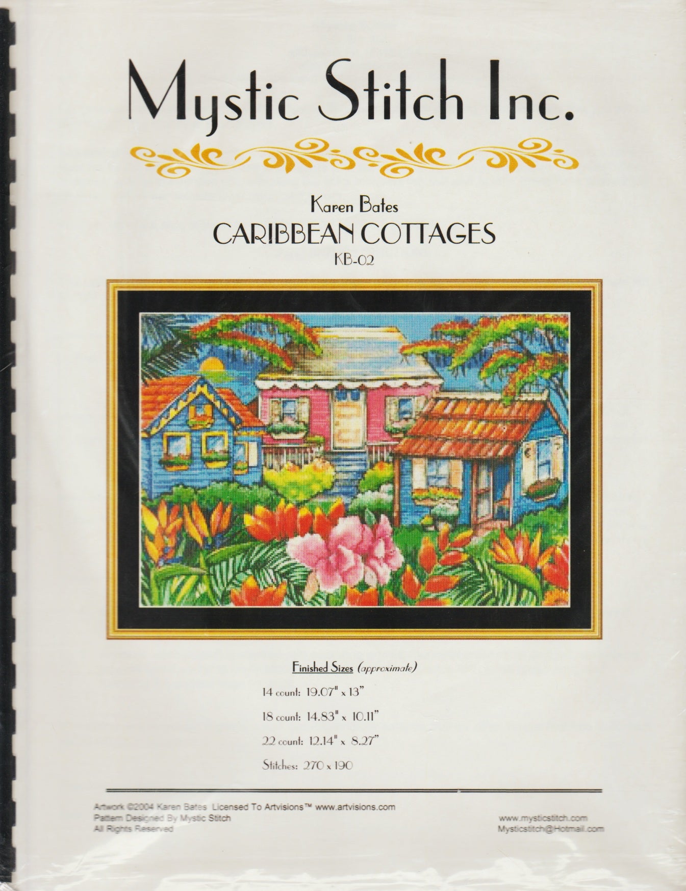 Mystic Stitch Caribbean Cottages KB-02 cross stitch pattern