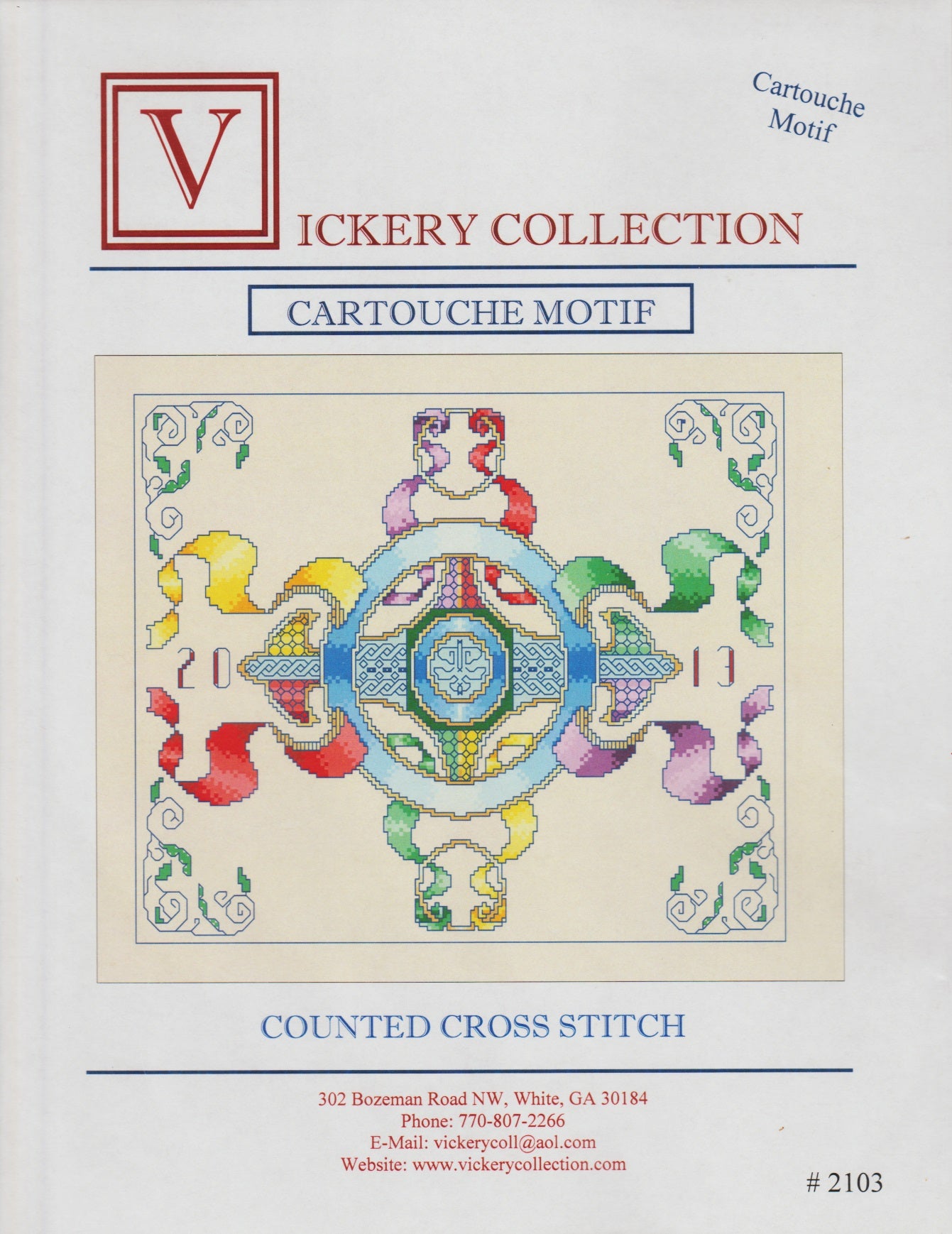 Vickery Collection Cartouche Motif 2103 cross stitch pattern