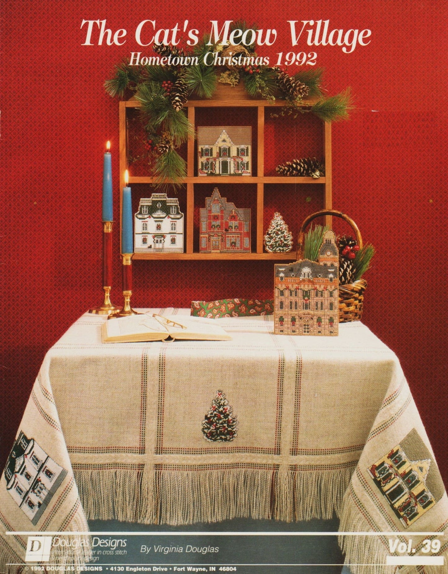 Douglas Designs Cat's Meow Village Hometown Christmas 1992 cross stitch pattern