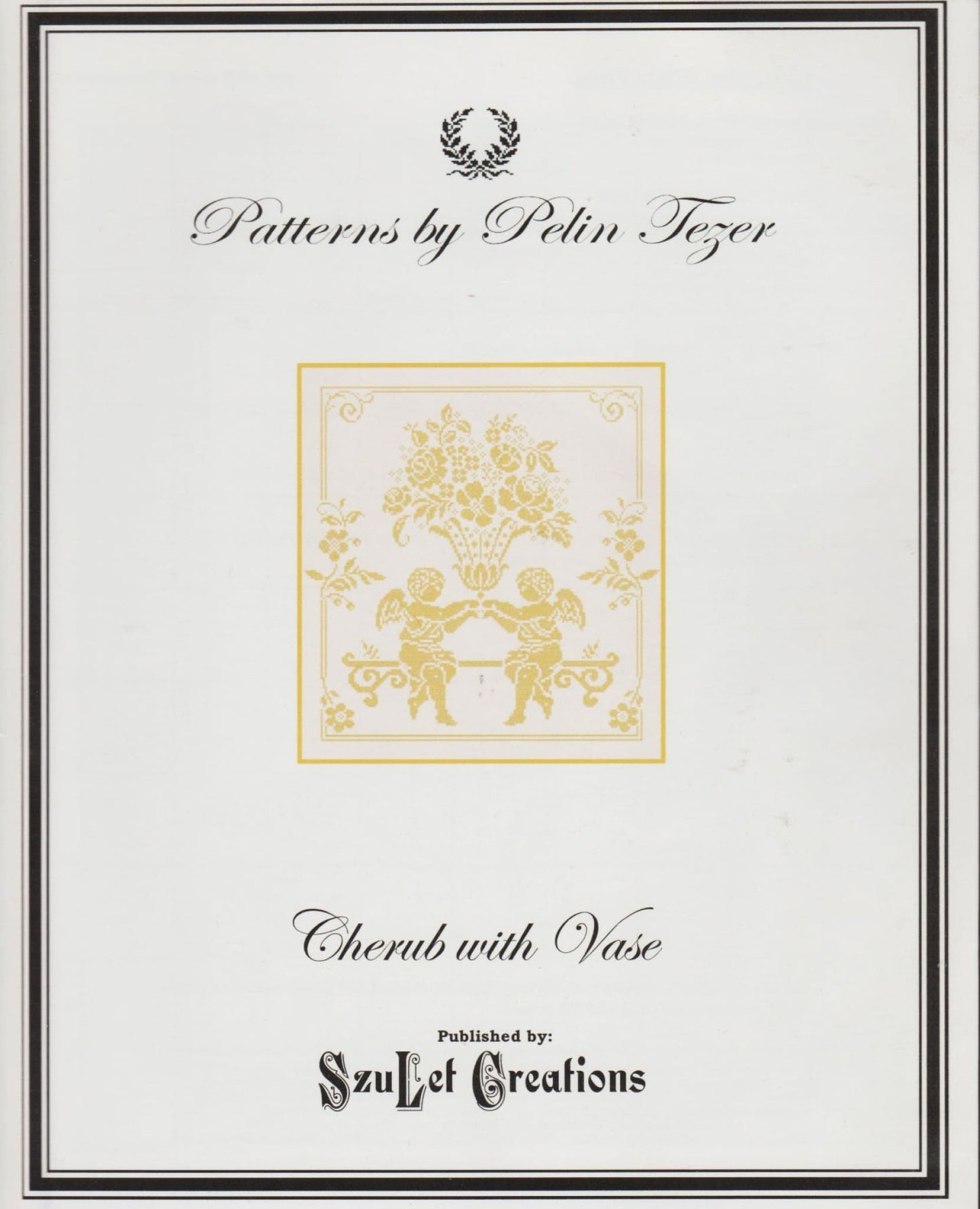 SzuLet Creations Cherub with Vase religious cross stitch pattern