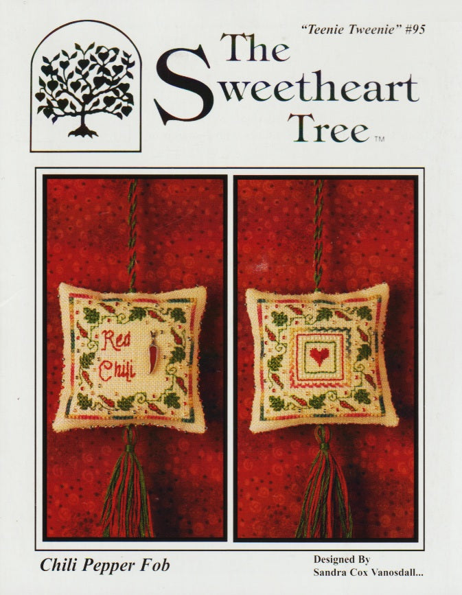 Sweetheart Tree Chili Pepper Fob TT95 cross stitch pattern