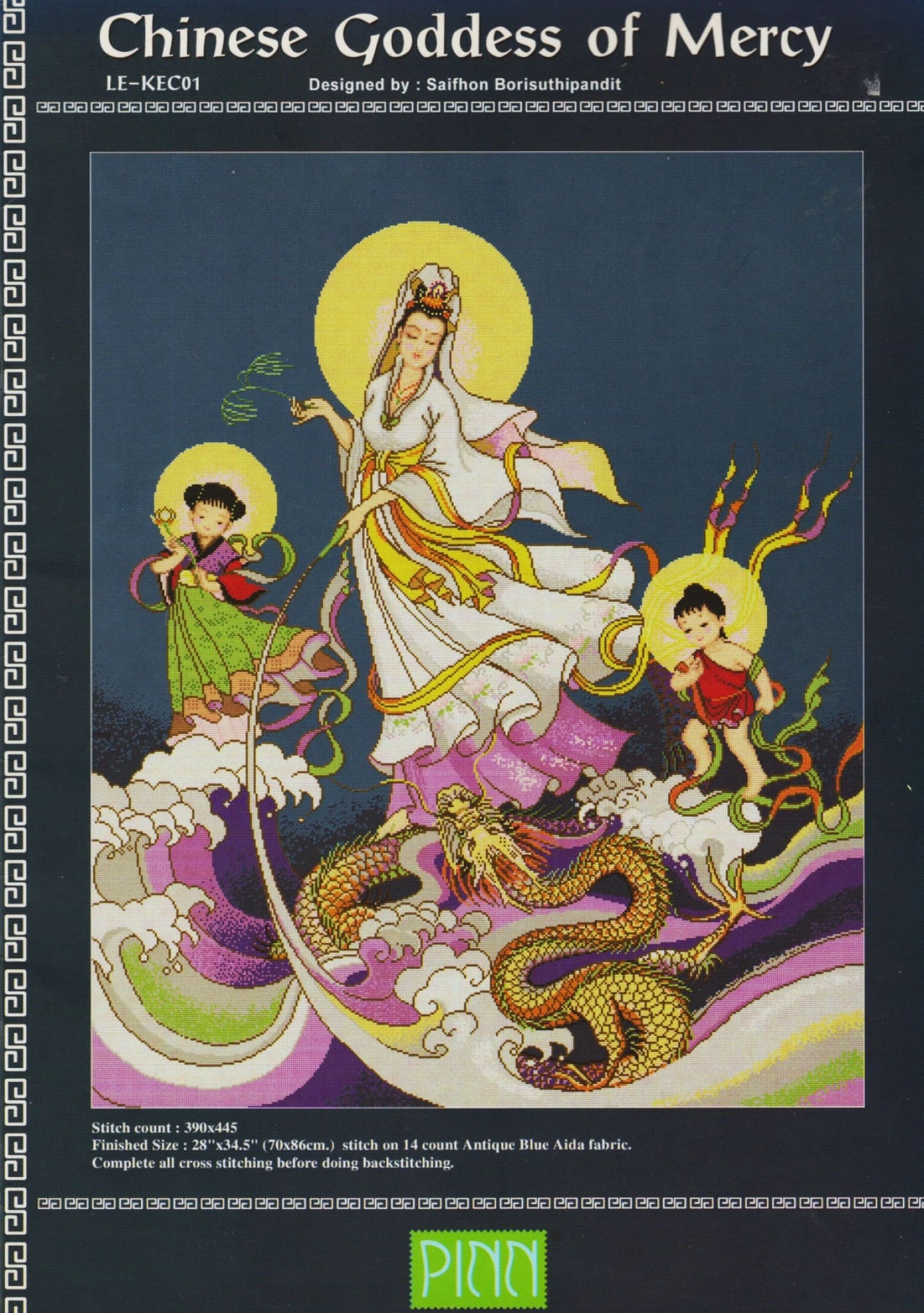 Pinn Stitch Chinese Goddess of Mercy LE-KEC01 asian cross stitch pattern