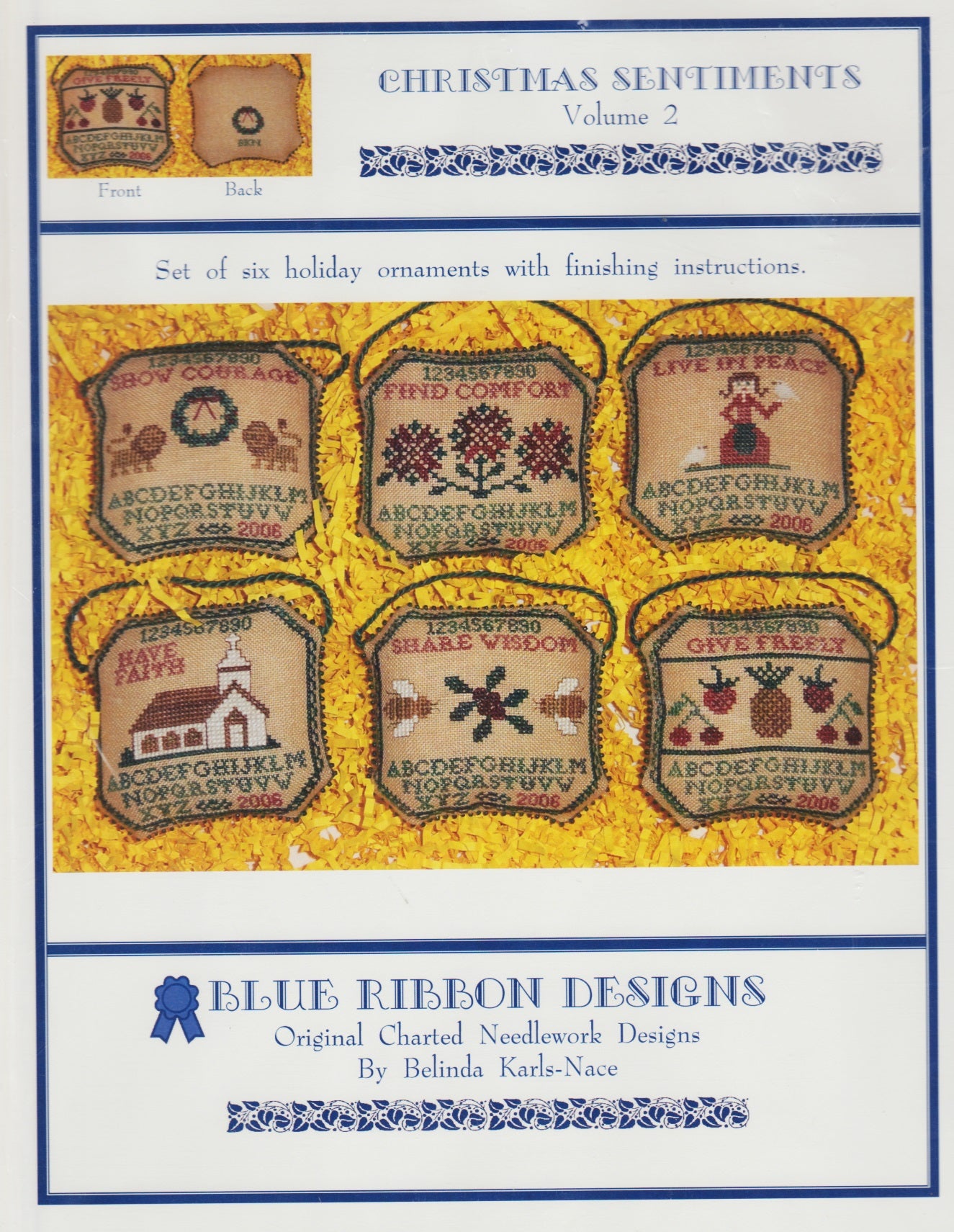 Blue Ribbon Christmas Sentiments 2 cross stitch pattern