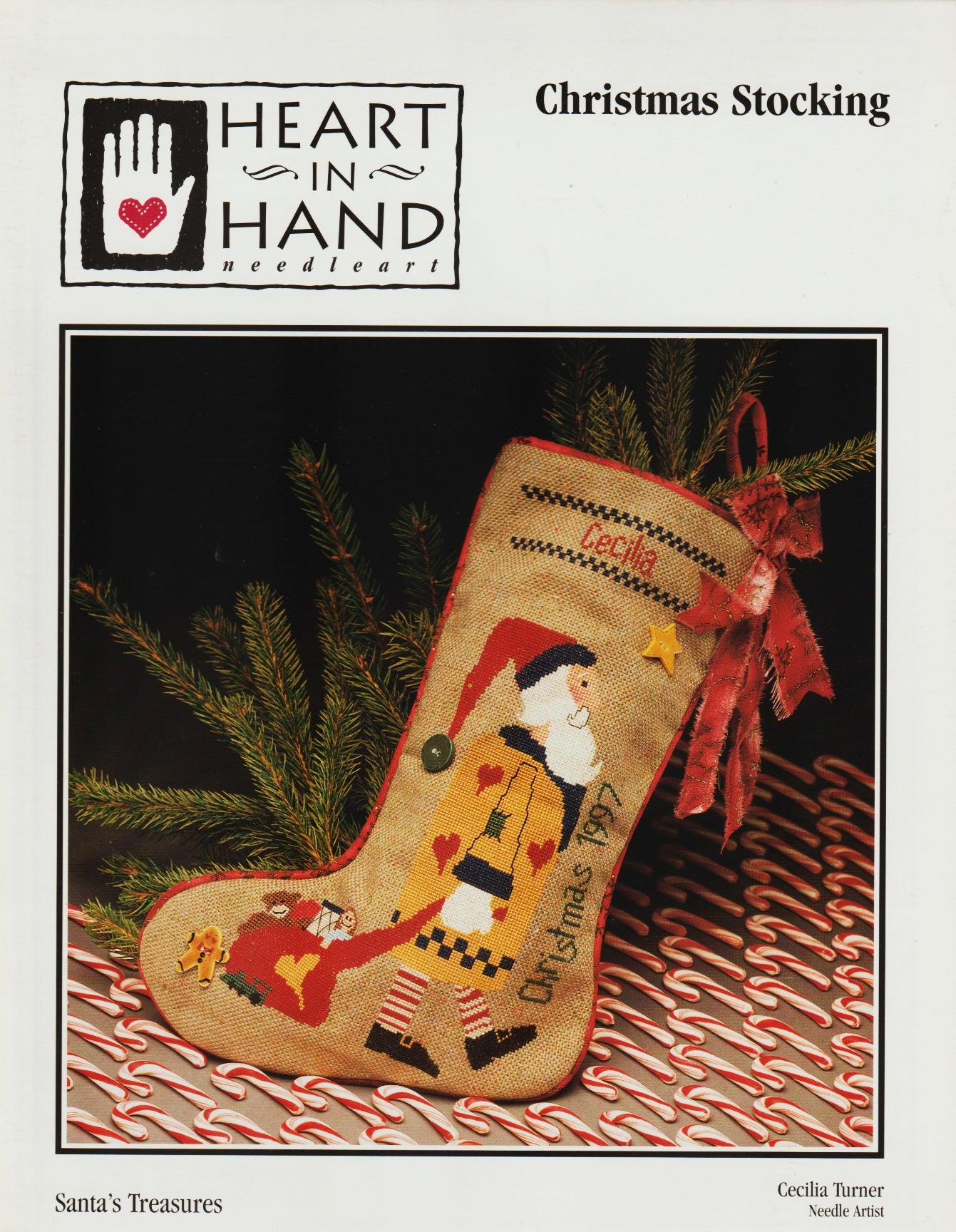 Heart In Hand Christmas Stocking Santa's Treasure ross stitch pattern