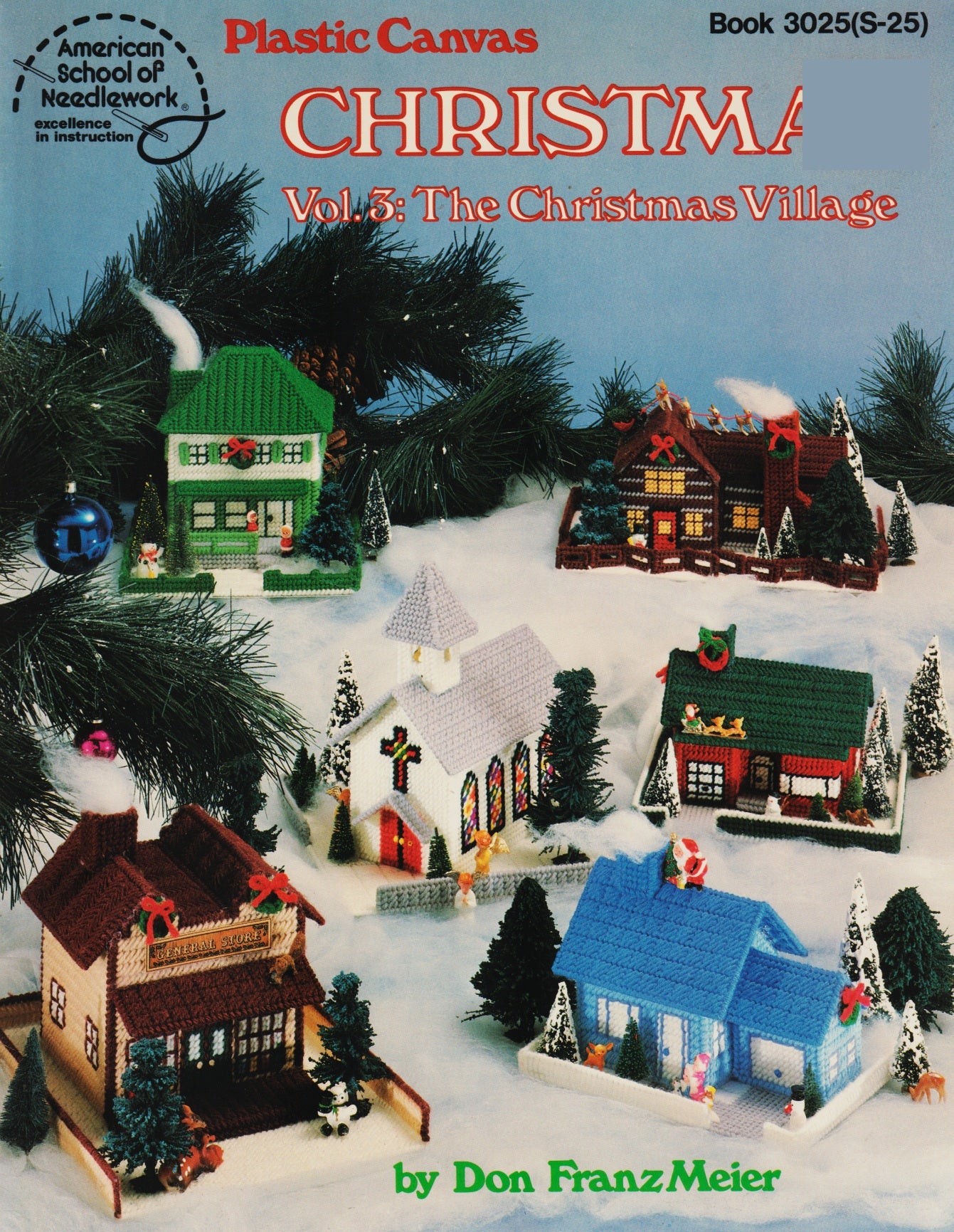 American School of Needlework Christmas Village plastic canvas 3025(S-25) pattern