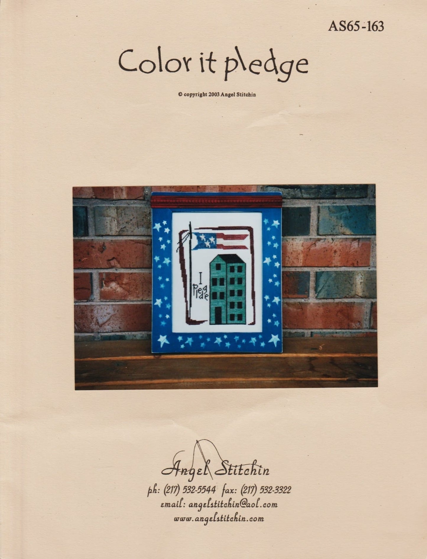 Angel Stitchin Color It Pledge AS65-163 cross stitch pattern