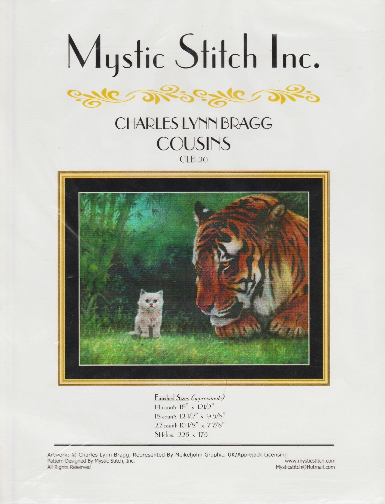 Mystic Stitch Cousins CLB-20 tiger kitten cross stitch pattern