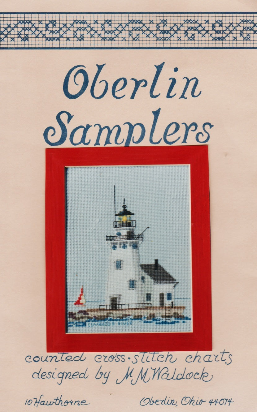 Oberlin Samplers Cuyahoga River lighthouse cross stitch pattern