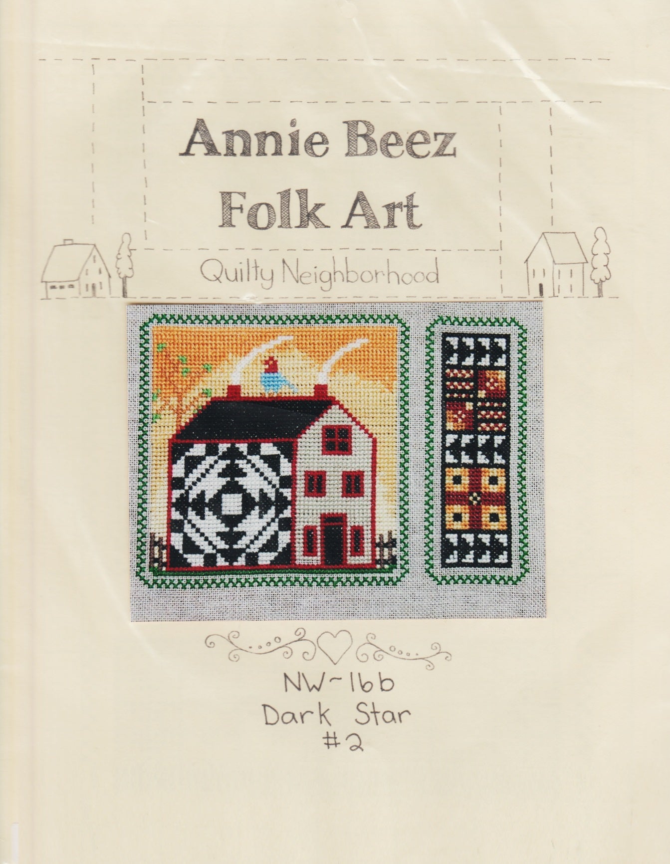 Annie Beez Folk Art Dark Star #2 cross stitch pattern