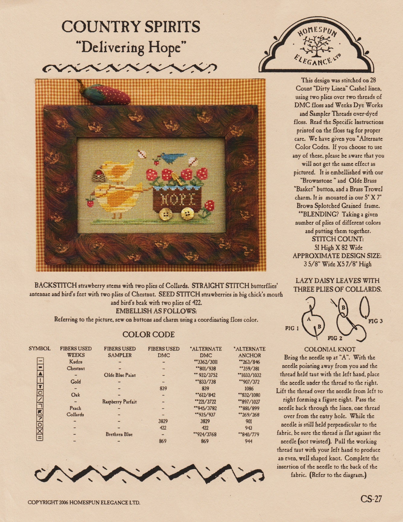 Homespun Elegance Delivering Hope CS-27 cross stitch pattern