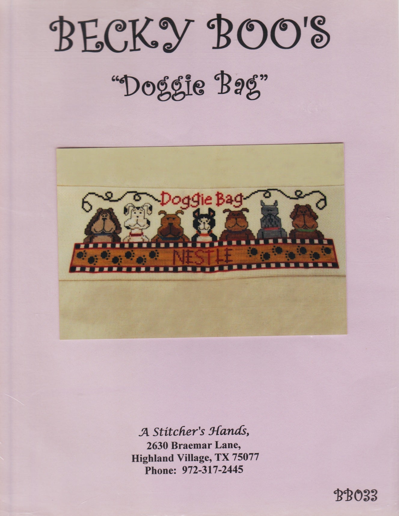 A Stitcher's Hands Doggie Bag BB033 cross stitch pattern