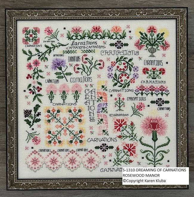 Rosewood Manor Dreaming of Carnations S-1310 cross stitch pattern