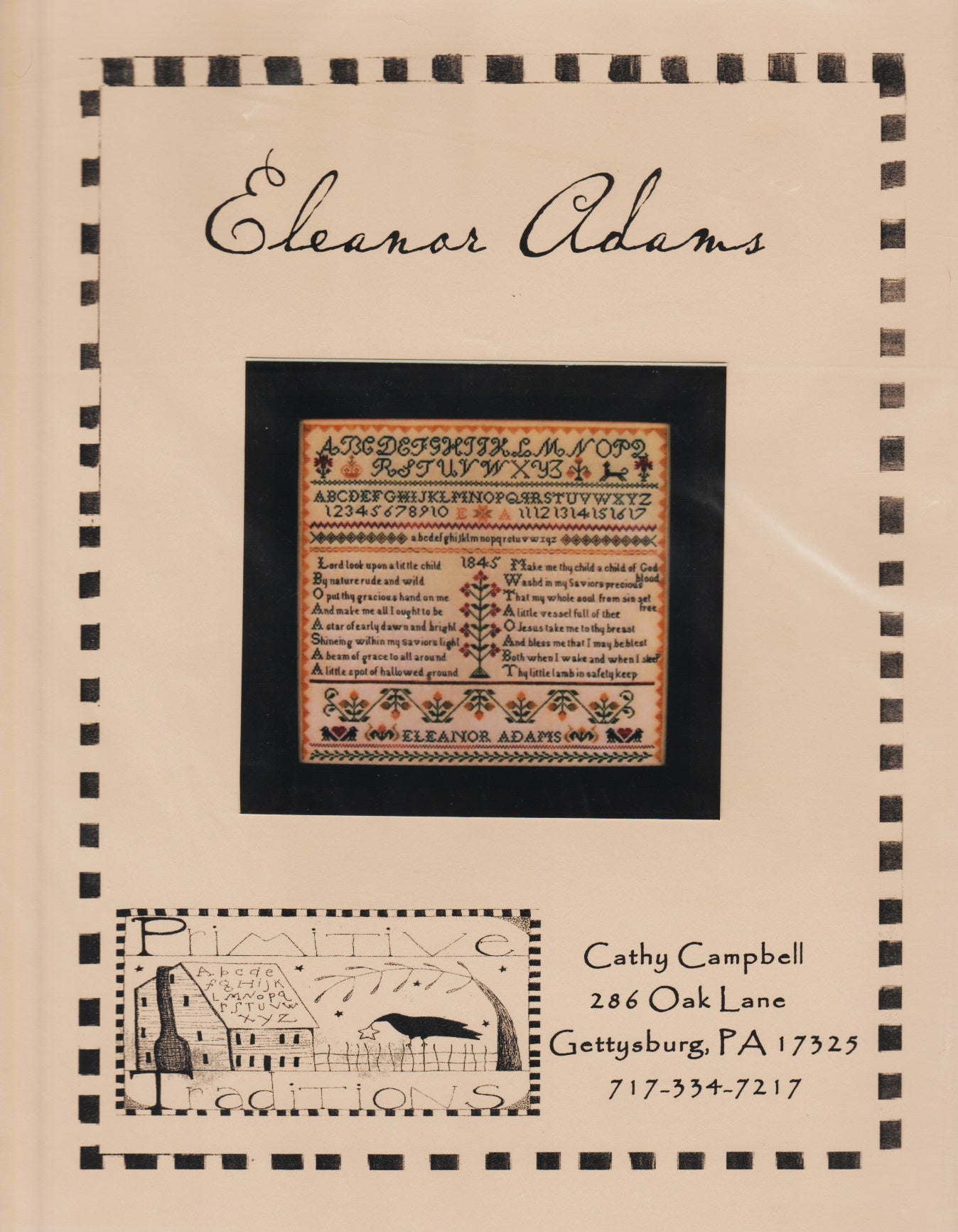 Primitive Traditions Eleanor Adams cross stitch sampler pattern