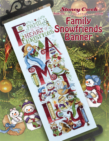 Stoney Creek Family Snowfriends Banner BK550 christmas cross stitch pattern
