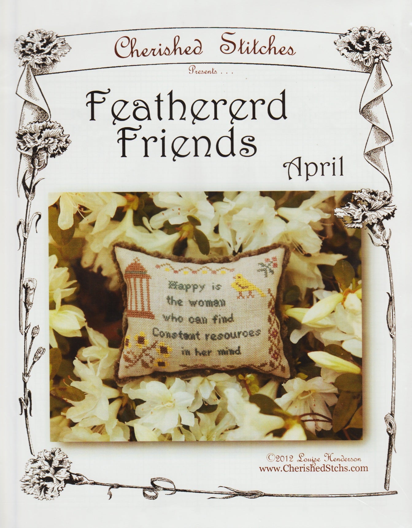 Cherished Stitches Feathered Friends April cross stitch pattern
