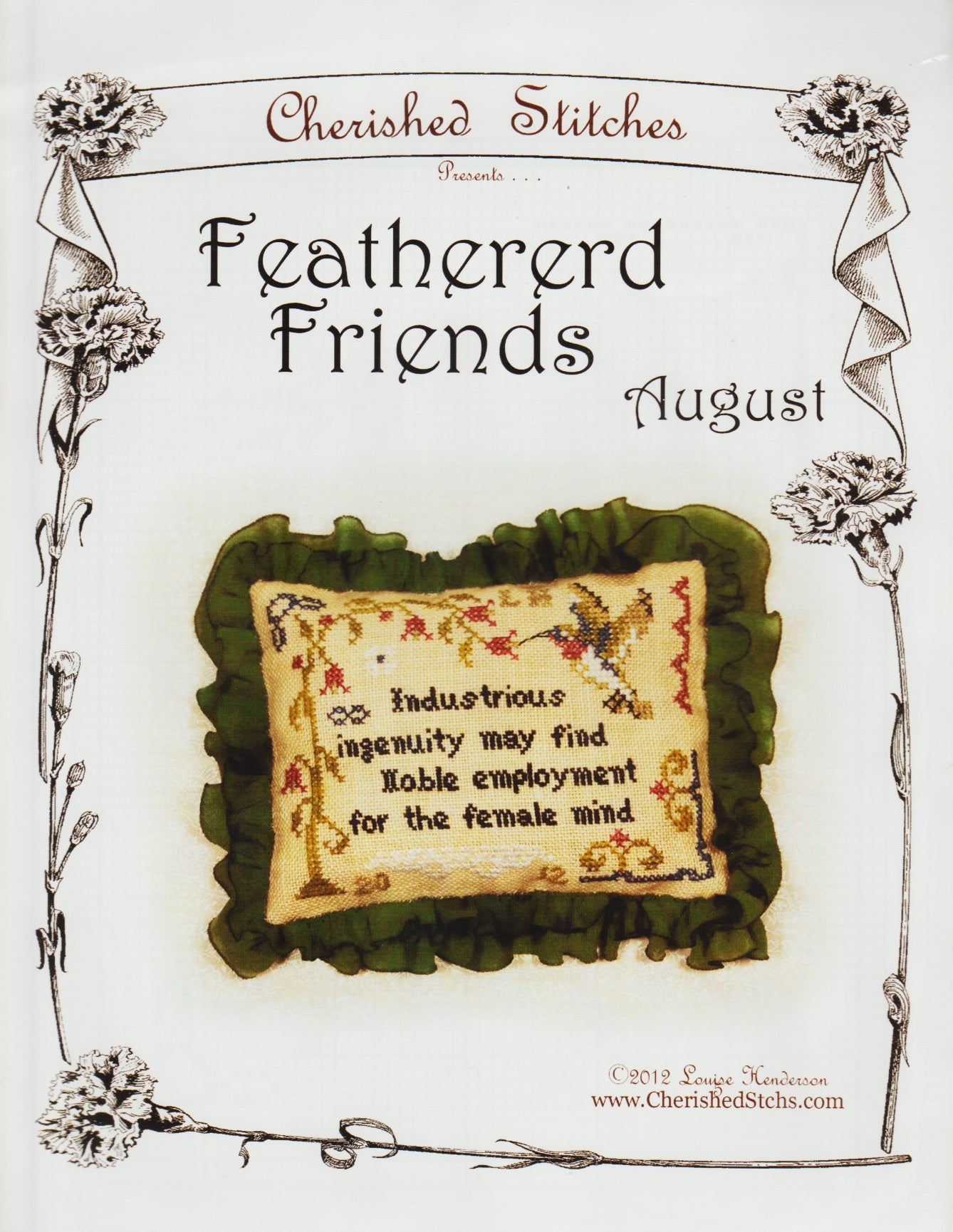 Cherished Stitches Feathered Friends August cross stitch pattern