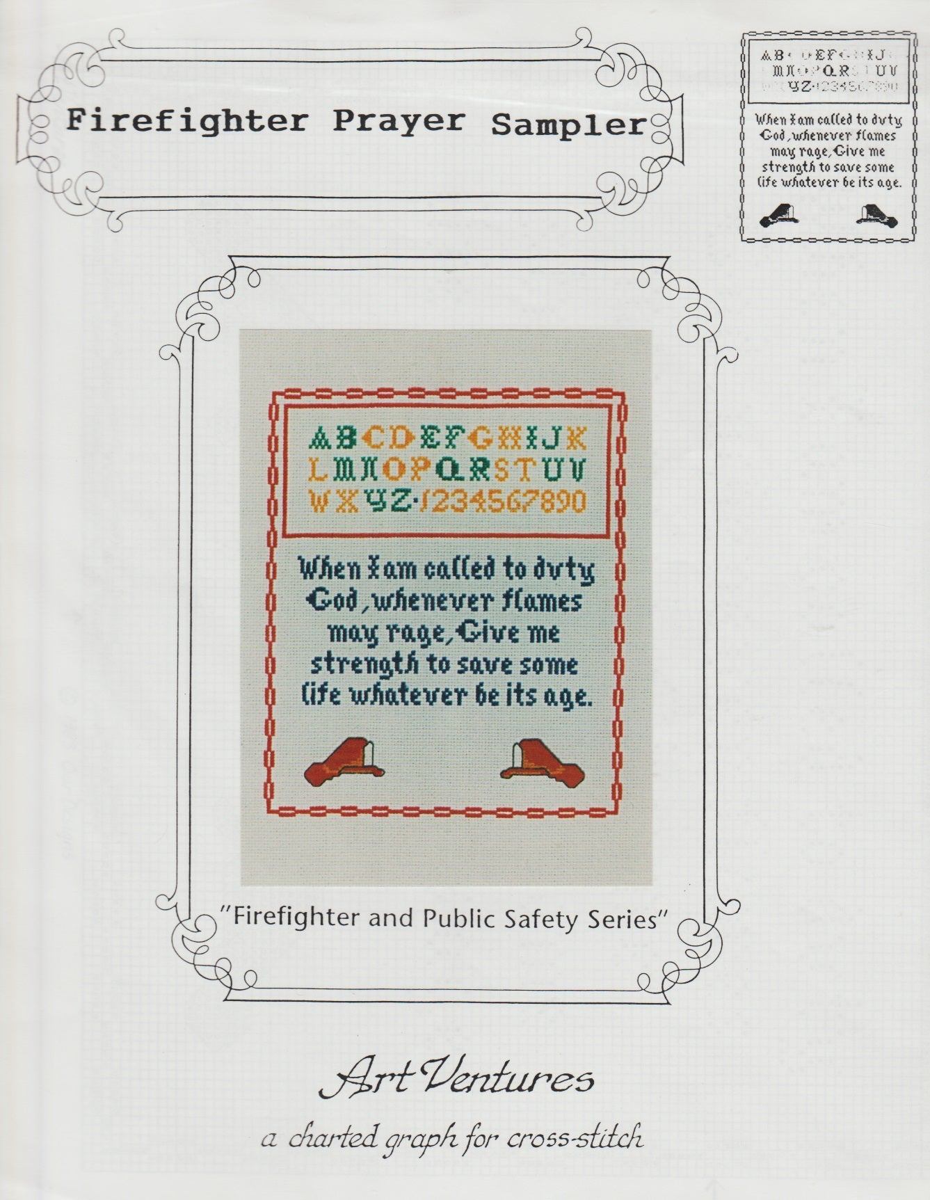 Art Ventures Firefighter Prayer Sampler cross stitch pattern
